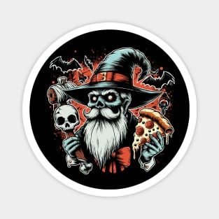 Pizza Wizard Vintage Horror Design Magnet